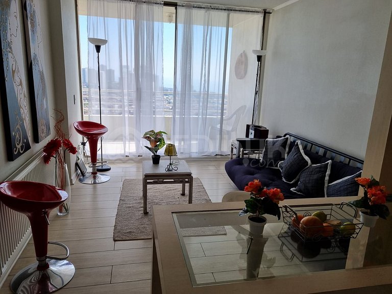 Depto con vista despejada al mar en Concón.