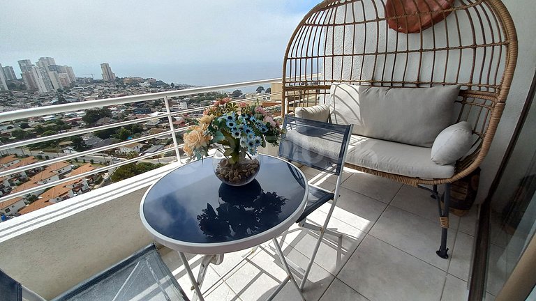 Depto con vista despejada al mar en Concón.